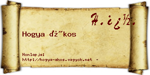 Hogya Ákos névjegykártya